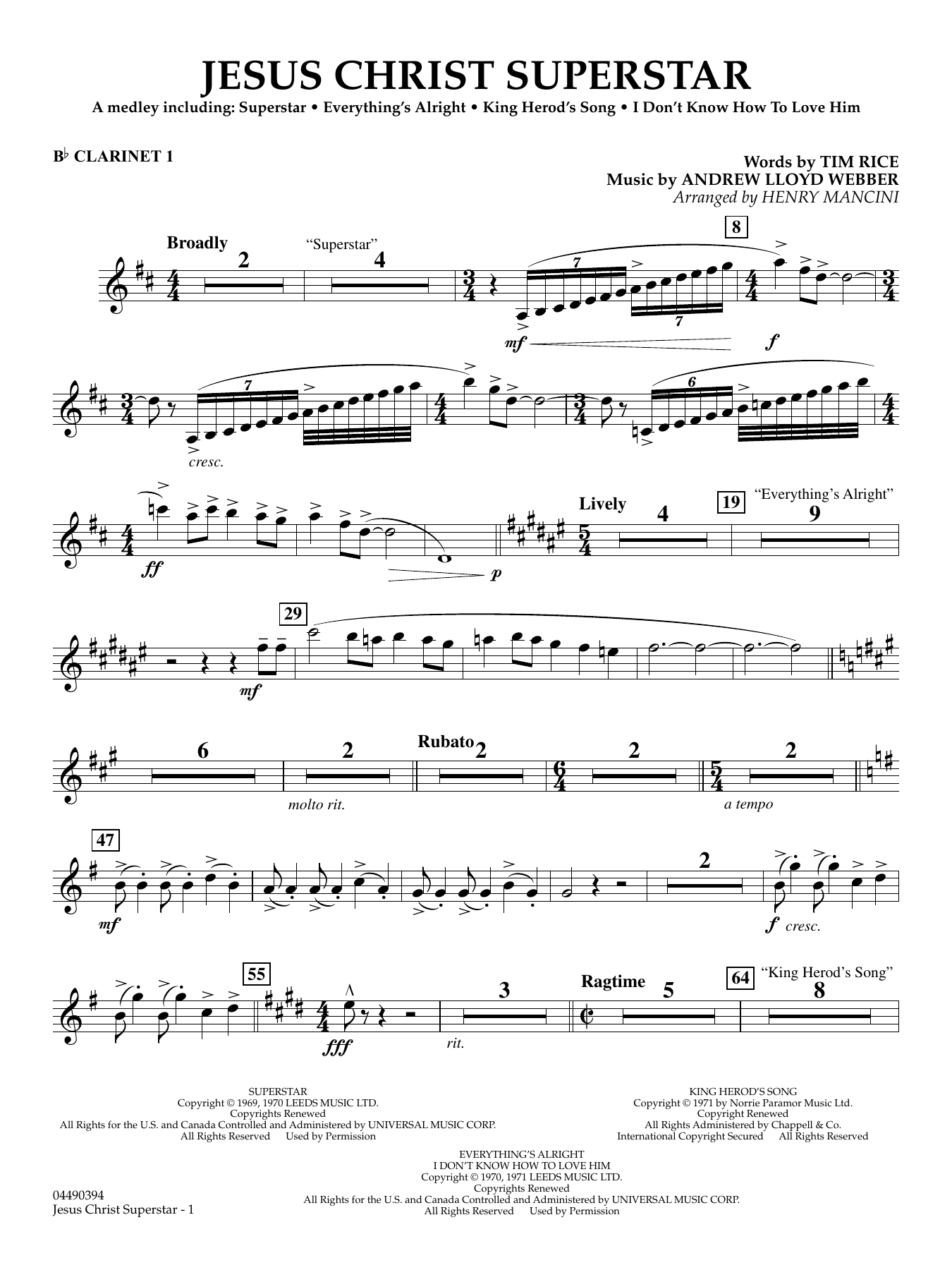 Jesus Christ Superstar (Medley) (arr. Henry Mancini) - Bb Clarinet 1