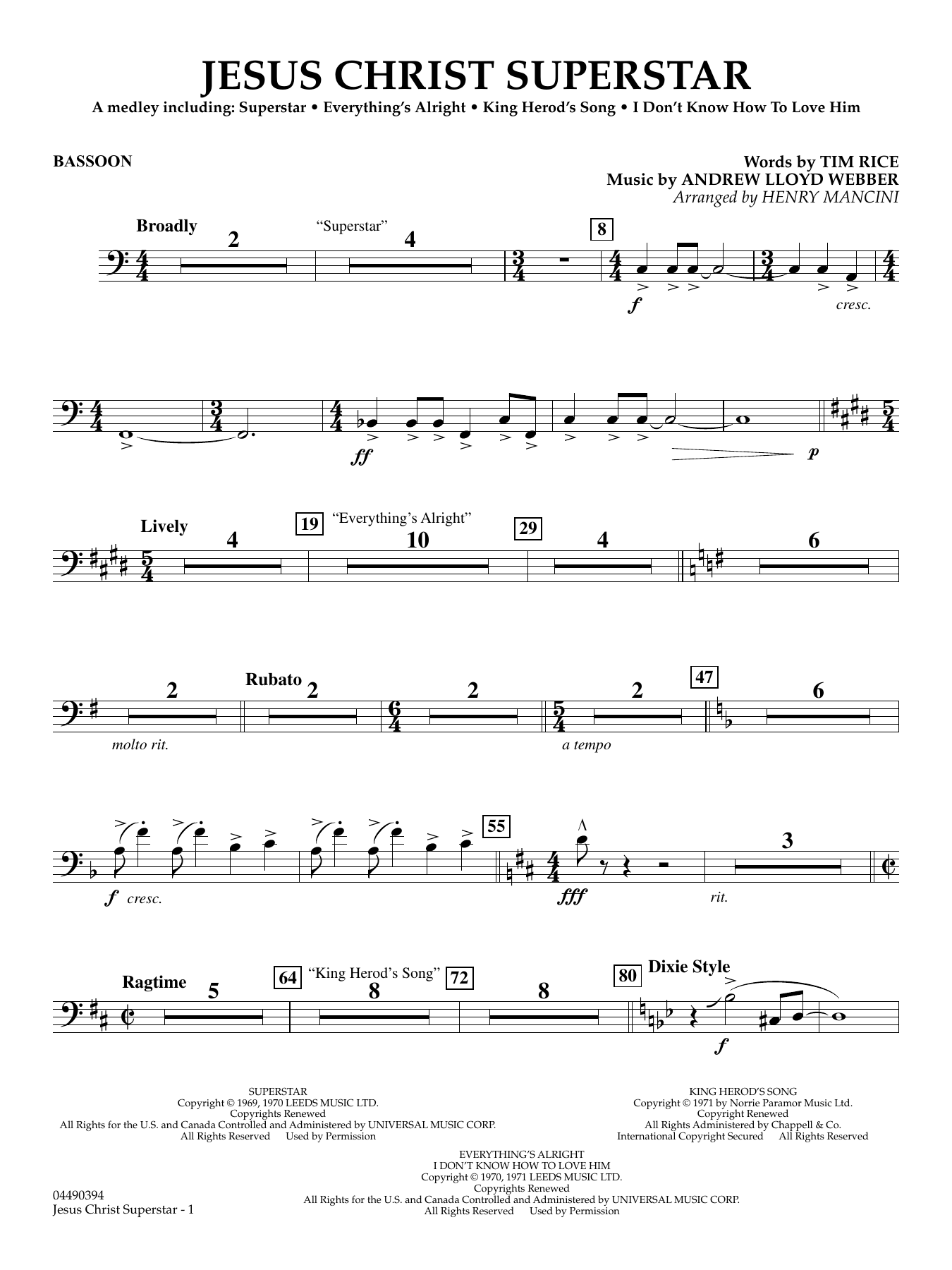 Jesus Christ Superstar (Medley) (arr. Henry Mancini) - Bassoon