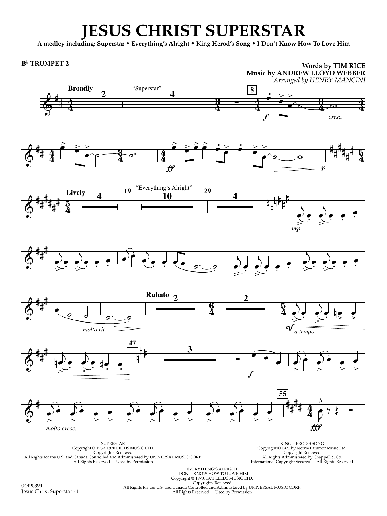 Jesus Christ Superstar (Medley) (arr. Henry Mancini) - Bb Trumpet 2