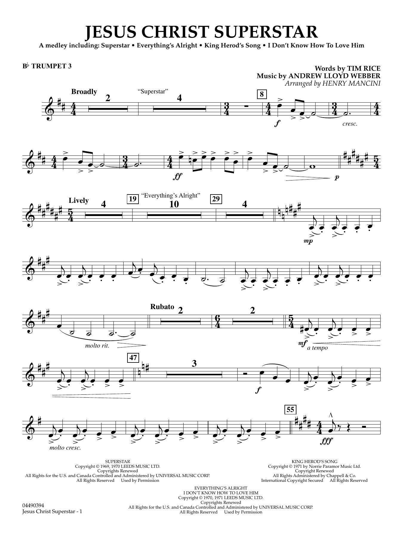 Jesus Christ Superstar (Medley) (arr. Henry Mancini) - Bb Trumpet 3