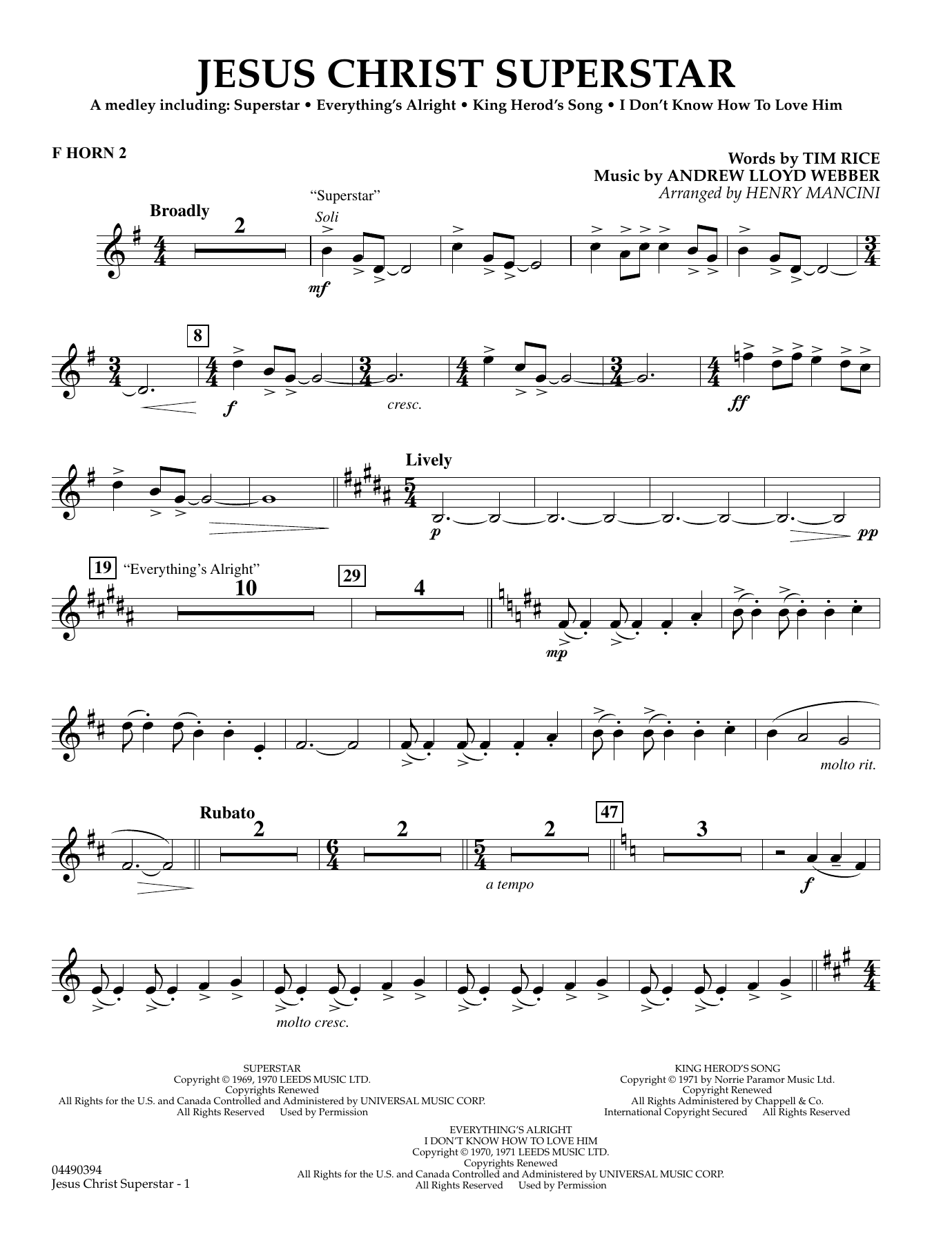 Jesus Christ Superstar (Medley) (arr. Henry Mancini) - F Horn 2