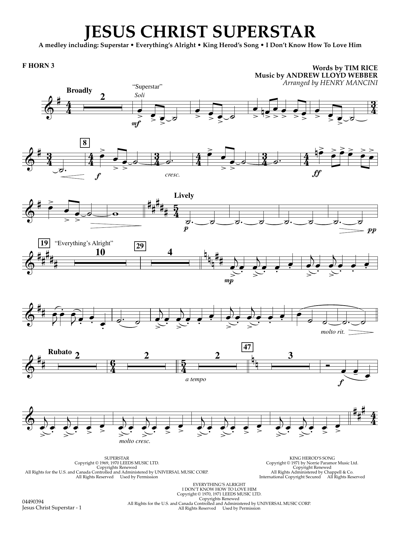 Jesus Christ Superstar (Medley) (arr. Henry Mancini) - F Horn 3