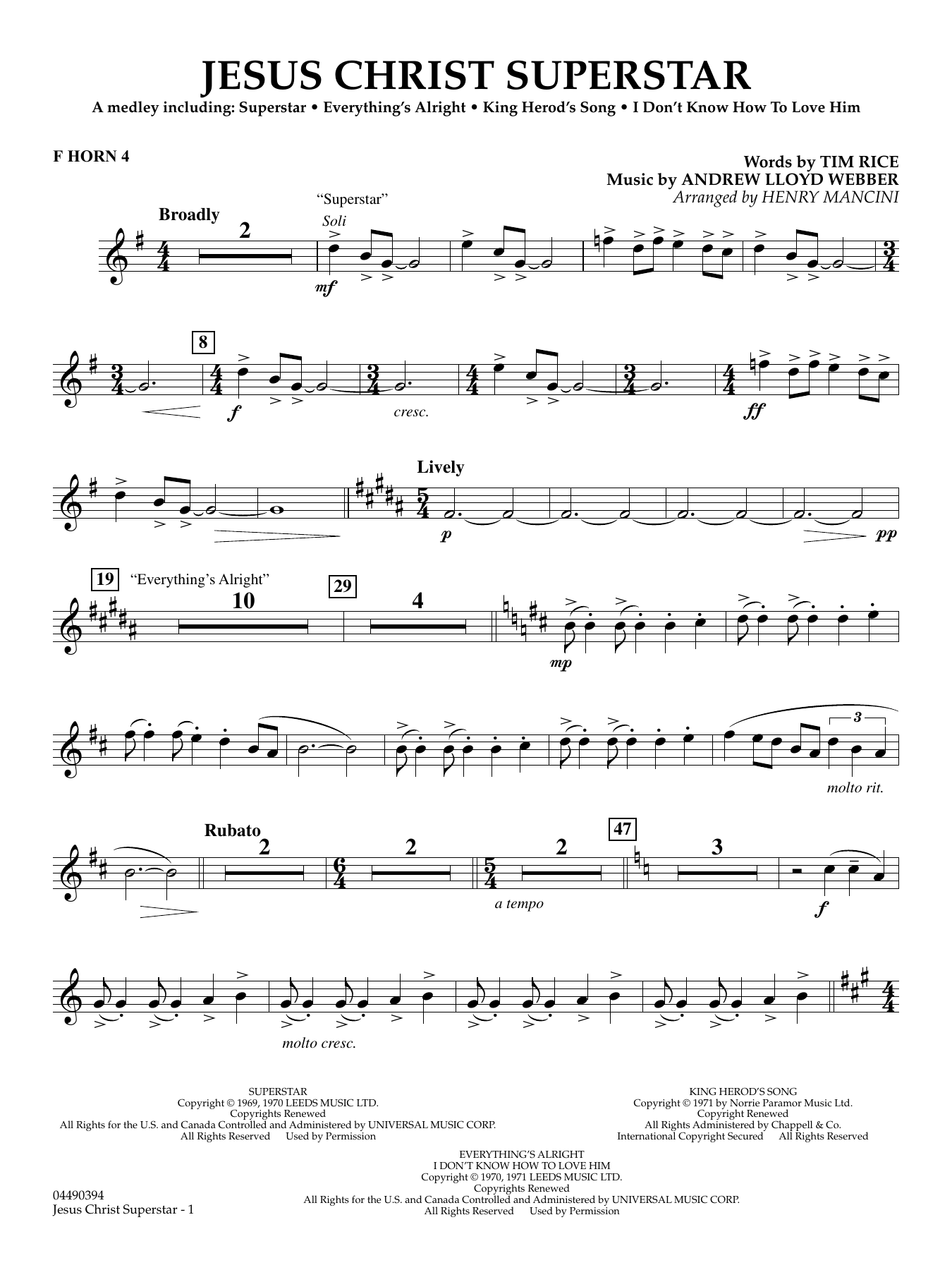 Jesus Christ Superstar (Medley) (arr. Henry Mancini) - F Horn 4