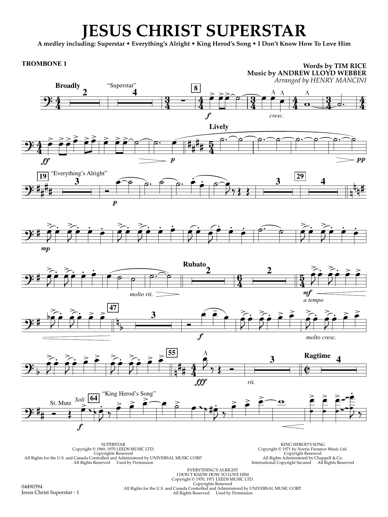 Jesus Christ Superstar (Medley) (arr. Henry Mancini) - Trombone 1
