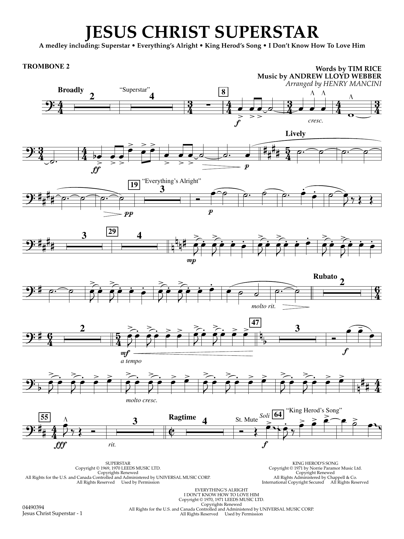 Jesus Christ Superstar (Medley) (arr. Henry Mancini) - Trombone 2