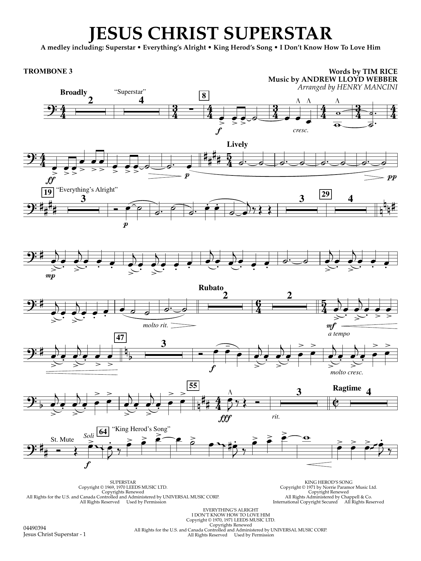 Jesus Christ Superstar (Medley) (arr. Henry Mancini) - Trombone 3
