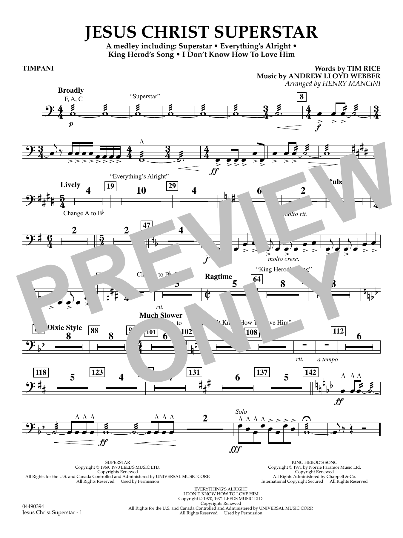 Jesus Christ Superstar (Medley) (arr. Henry Mancini) - Timpani