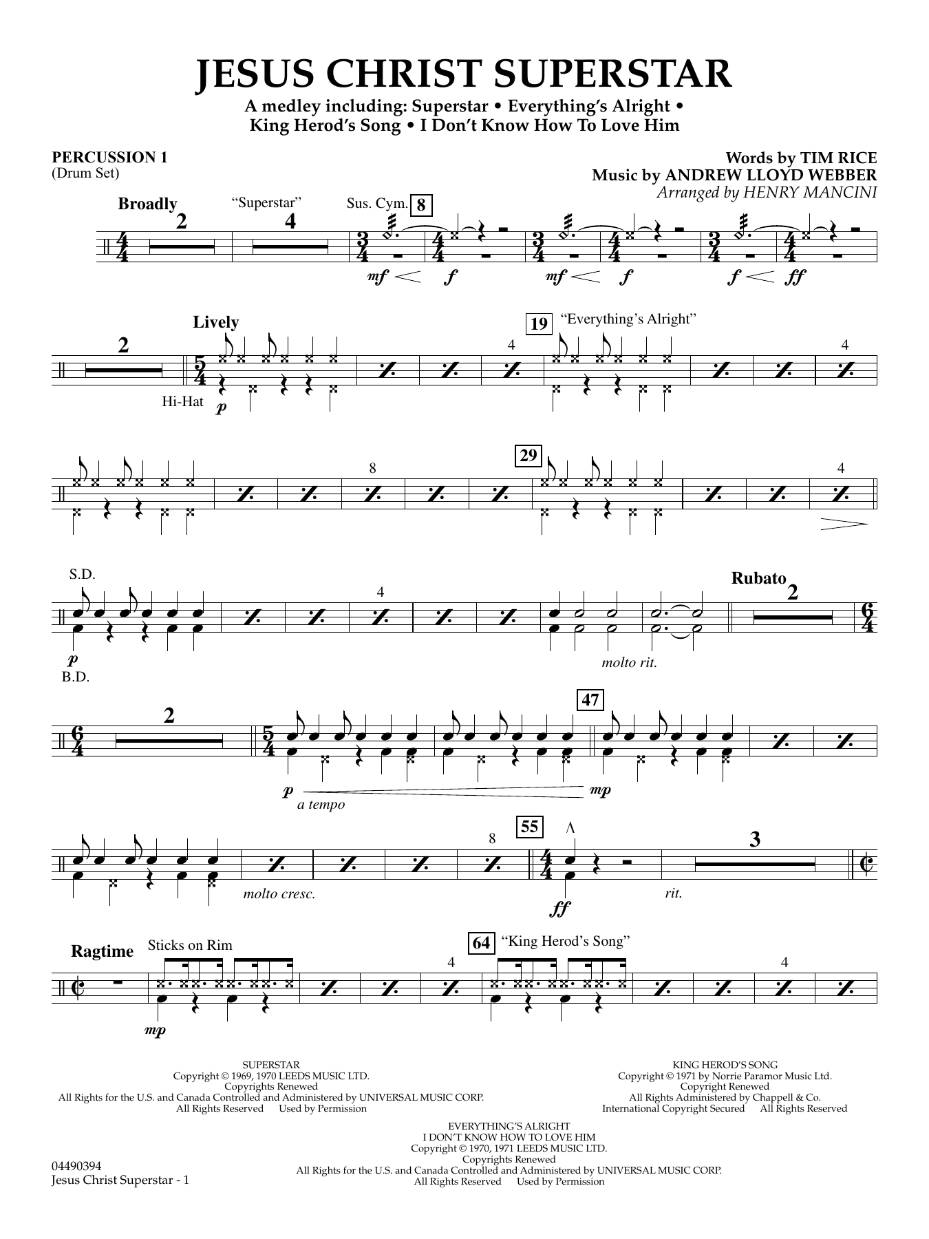 Jesus Christ Superstar (Medley) (arr. Henry Mancini) - Percussion 1