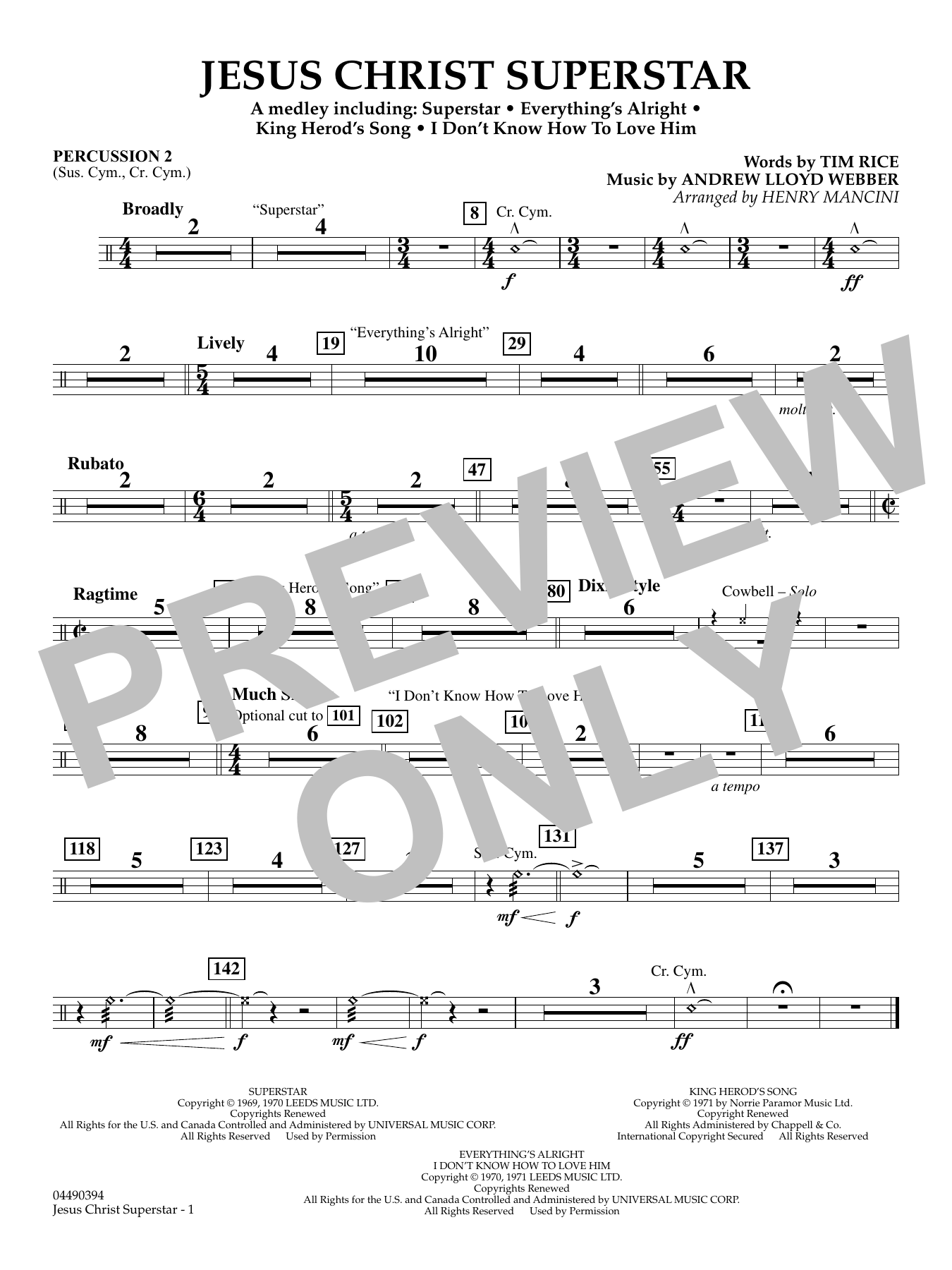 Jesus Christ Superstar (Medley) (arr. Henry Mancini) - Percussion 2