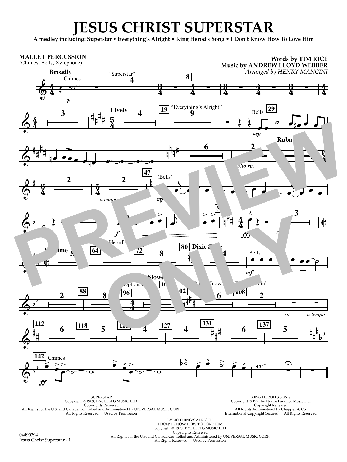 Jesus Christ Superstar (Medley) (arr. Henry Mancini) - Mallet Percussion