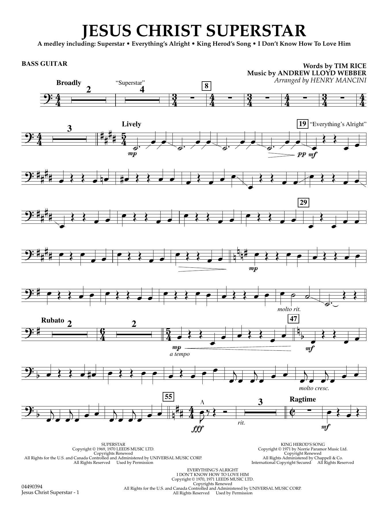 Jesus Christ Superstar (Medley) (arr. Henry Mancini) - Bass