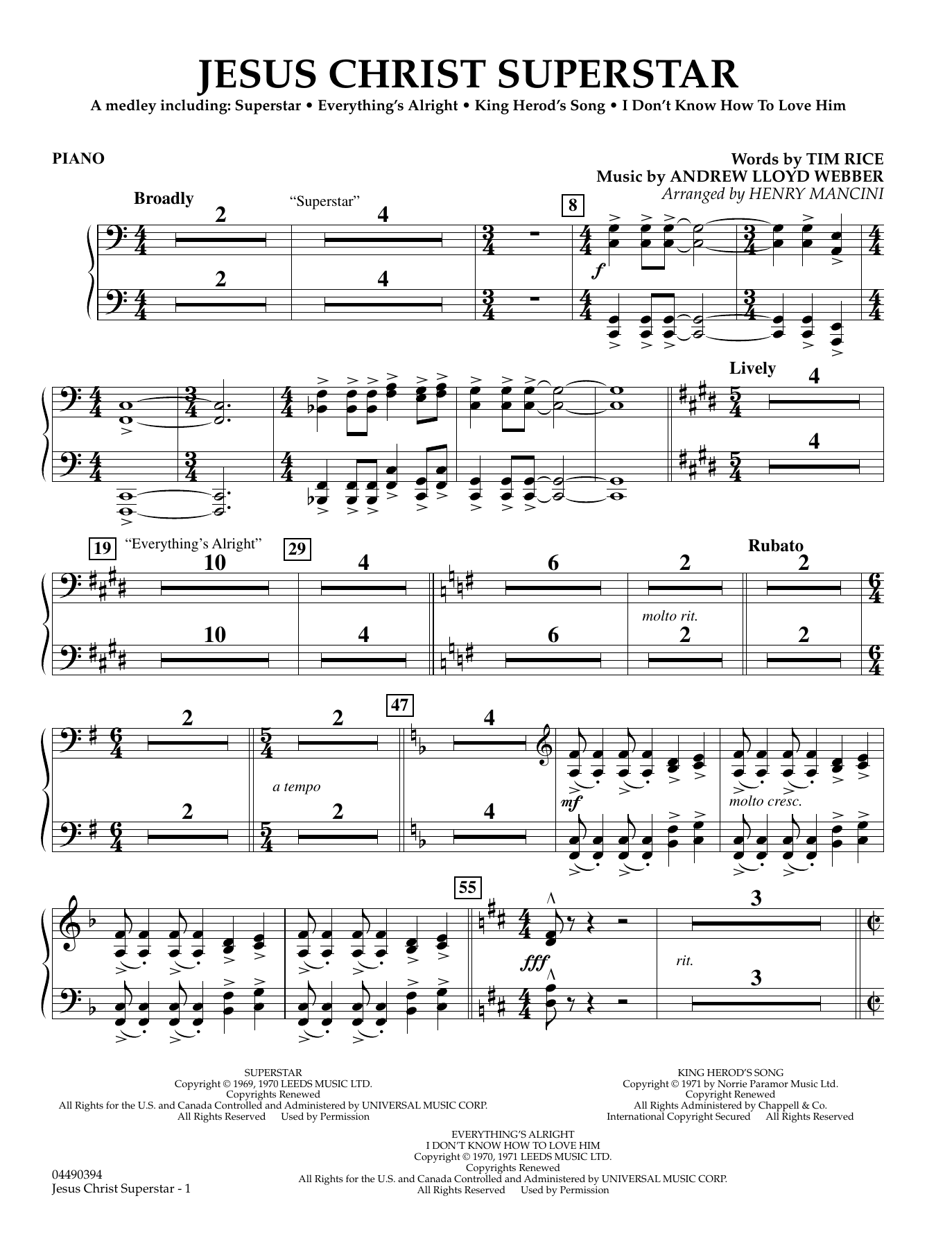 Jesus Christ Superstar (Medley) (arr. Henry Mancini) - Piano