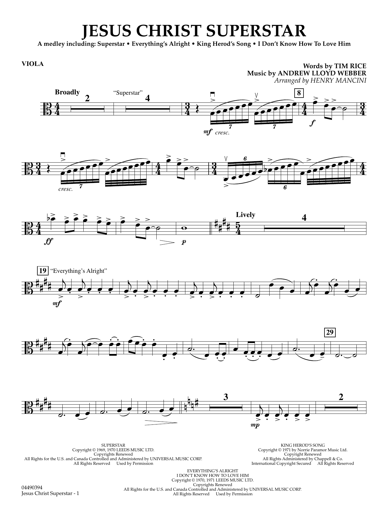 Jesus Christ Superstar (Medley) (arr. Henry Mancini) - Viola