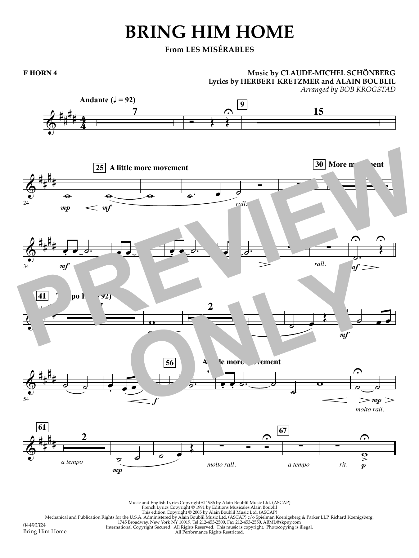 Bring Him Home (from Les Misérables) (arr. Bob Krogstad) - F Horn 4