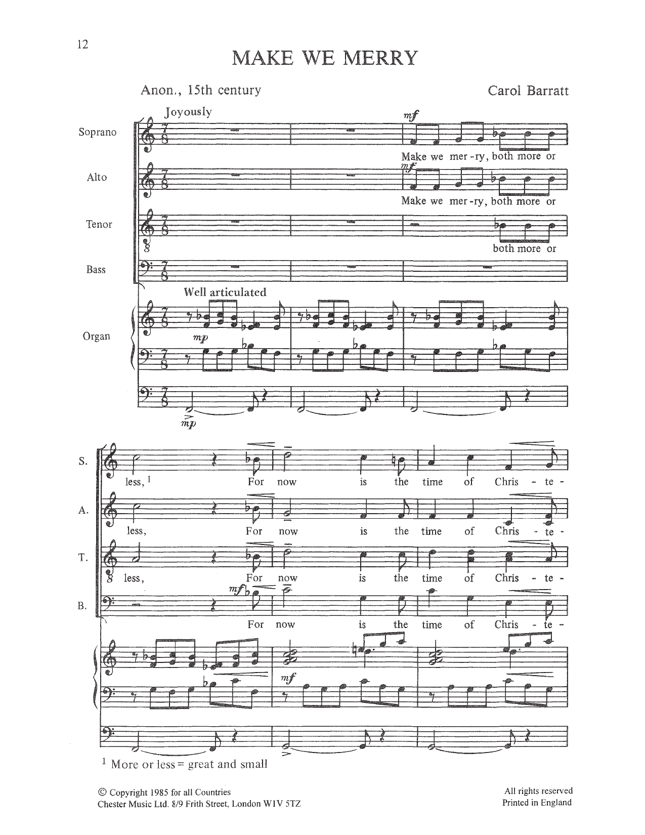 Make We Merry – Carol Barratt – Notenvorschau