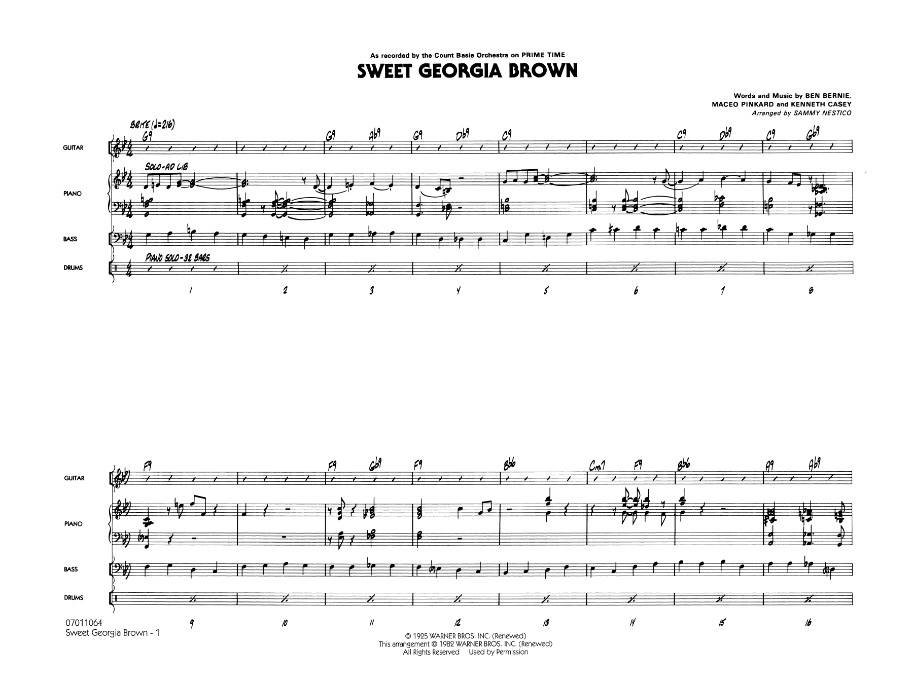 Sweet Georgia Brown (arr. Sammy Nestico)