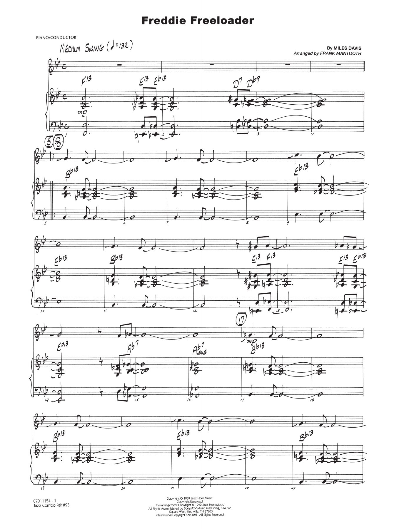 Jazz Combo Pak #23 (More Miles Davis) - Piano/Conductor
