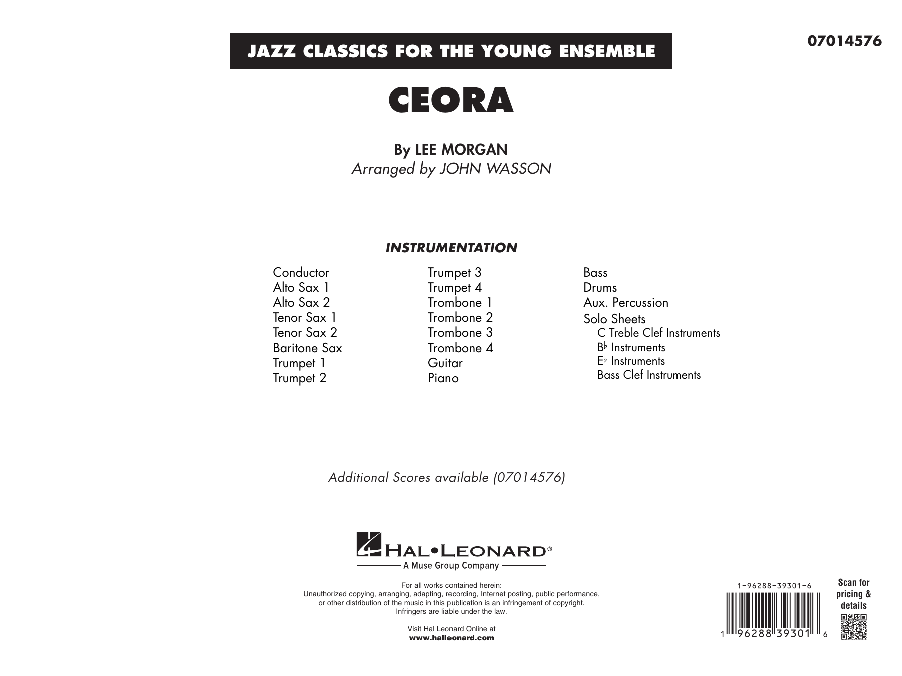 Ceora - (arr. John Wasson) Alto Sax 1 - Conductor Score (Full Score)