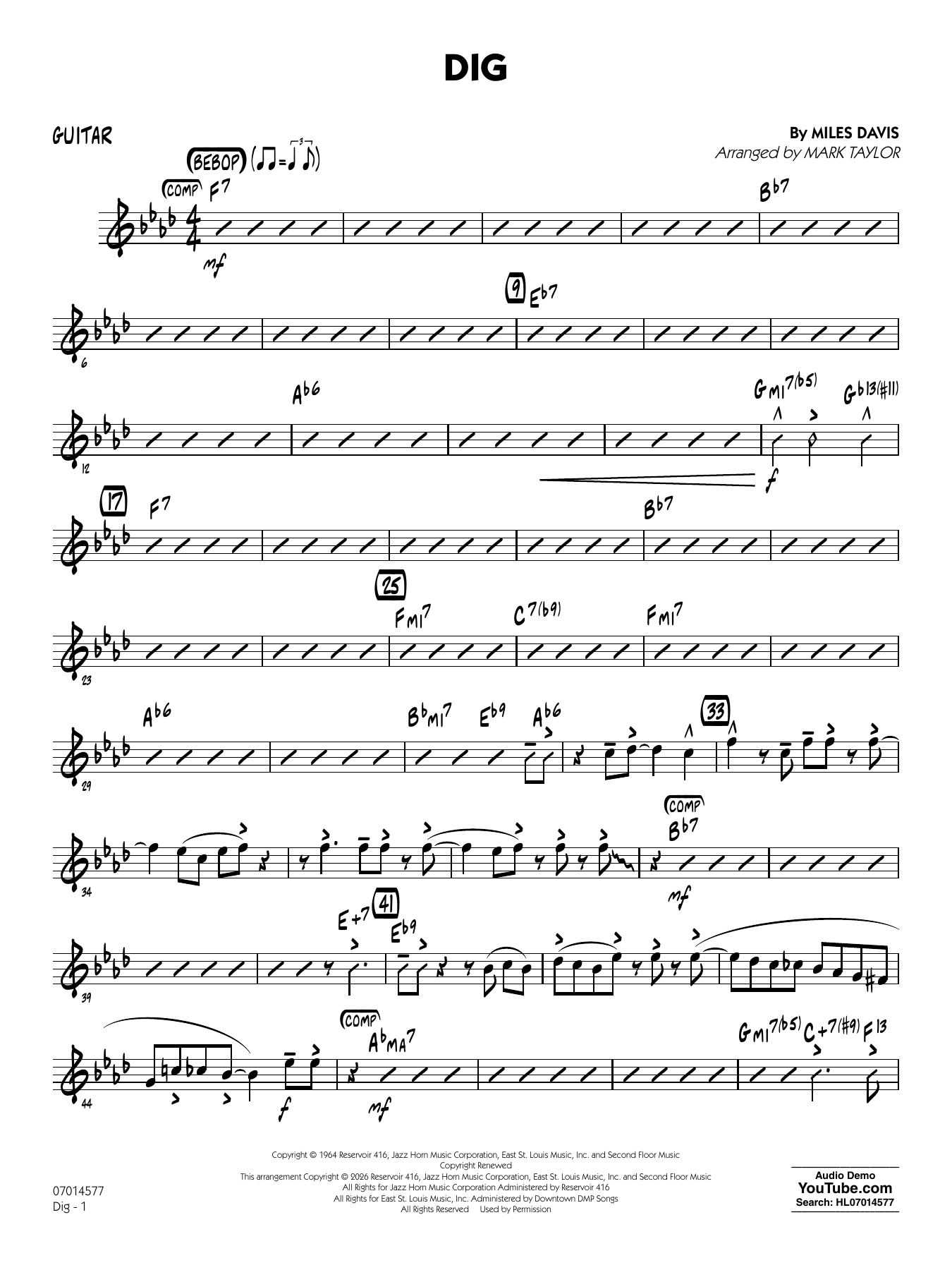 Dig (arr. Mark Taylor) - Guitar