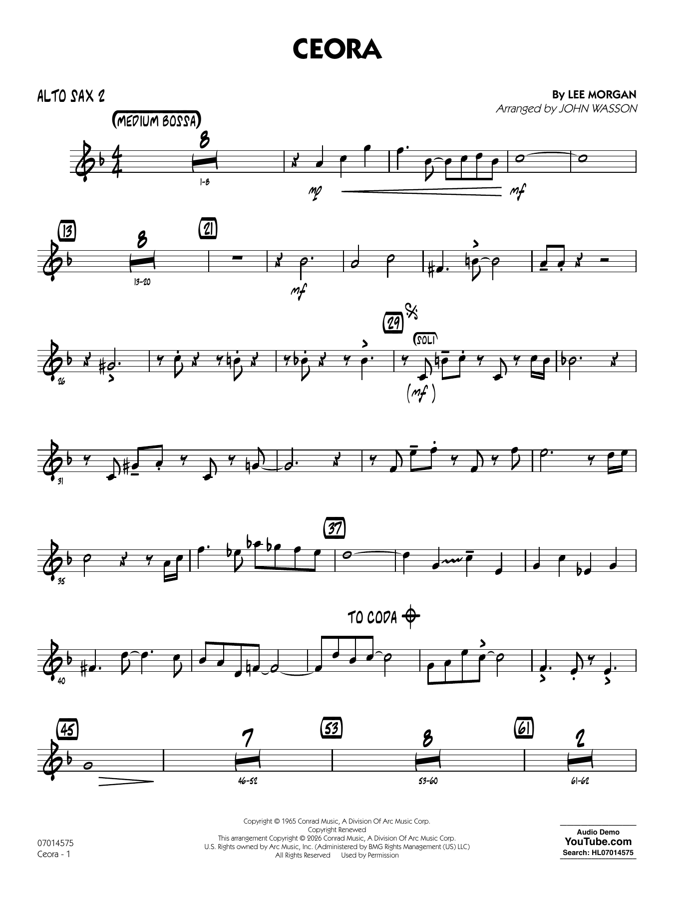 Ceora - (arr. John Wasson) Alto Sax 1 - Alto Sax 2