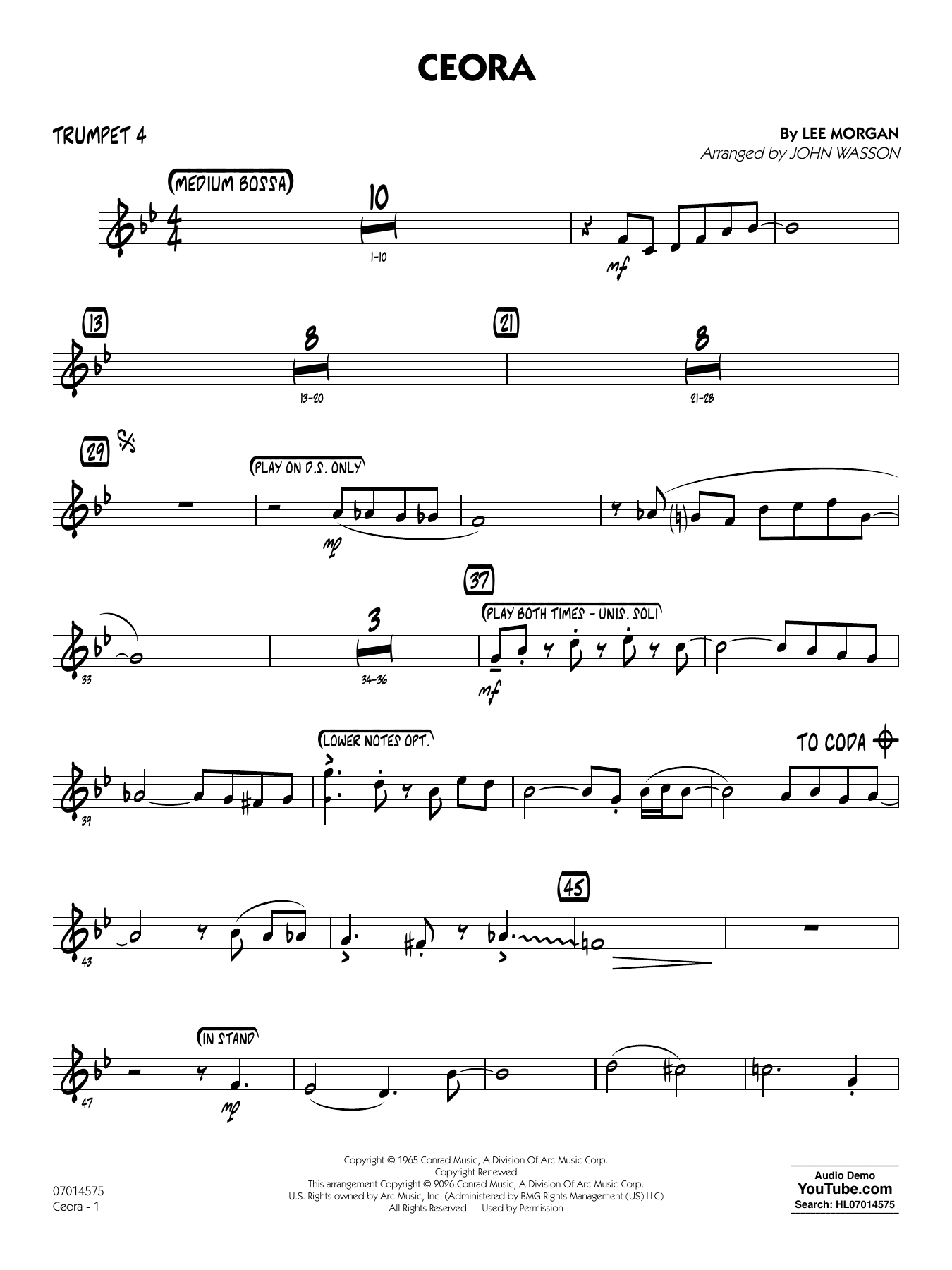 Ceora - (arr. John Wasson) Alto Sax 1 - Trumpet 4