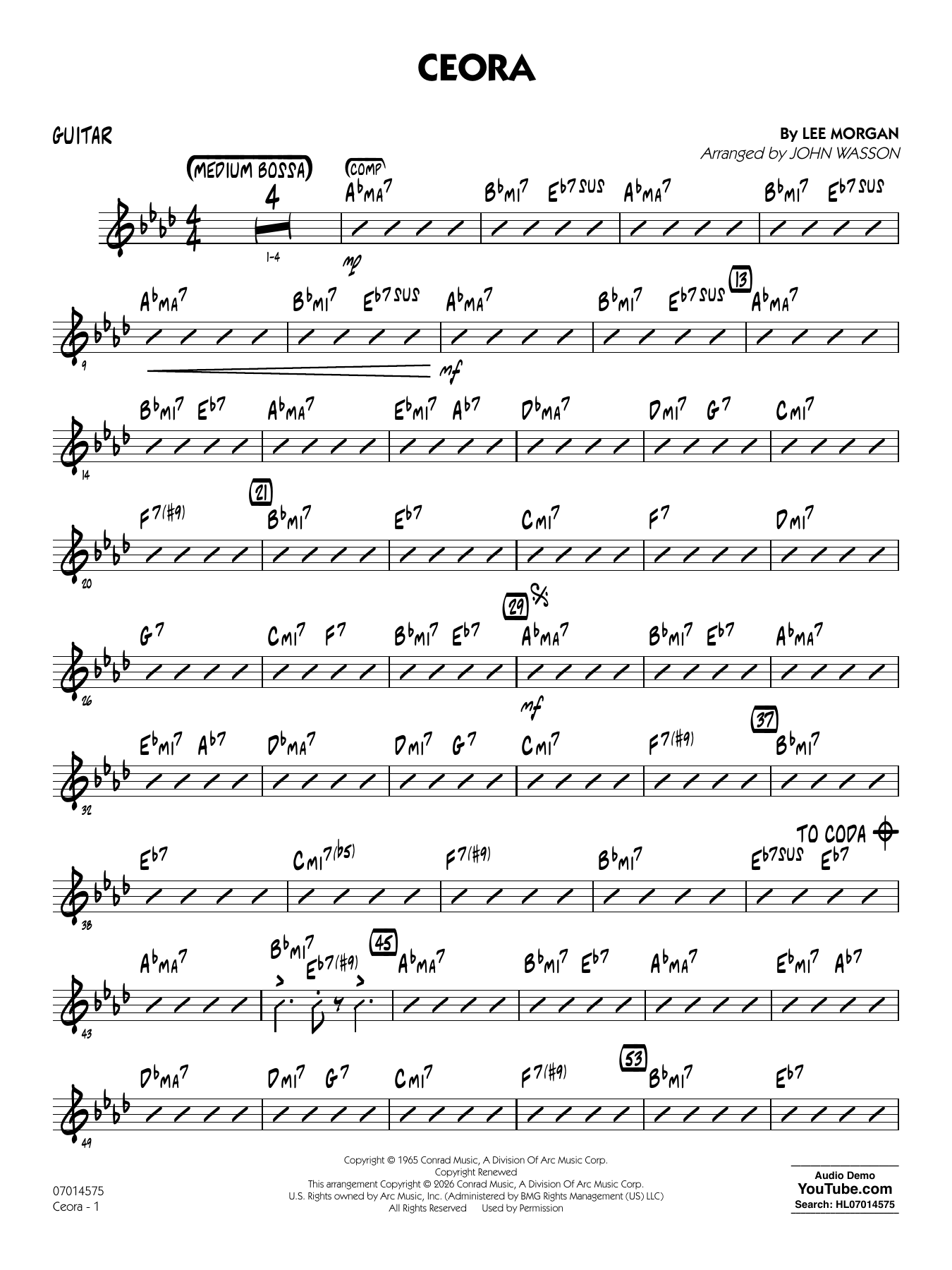 Ceora - (arr. John Wasson) Alto Sax 1 - Guitar