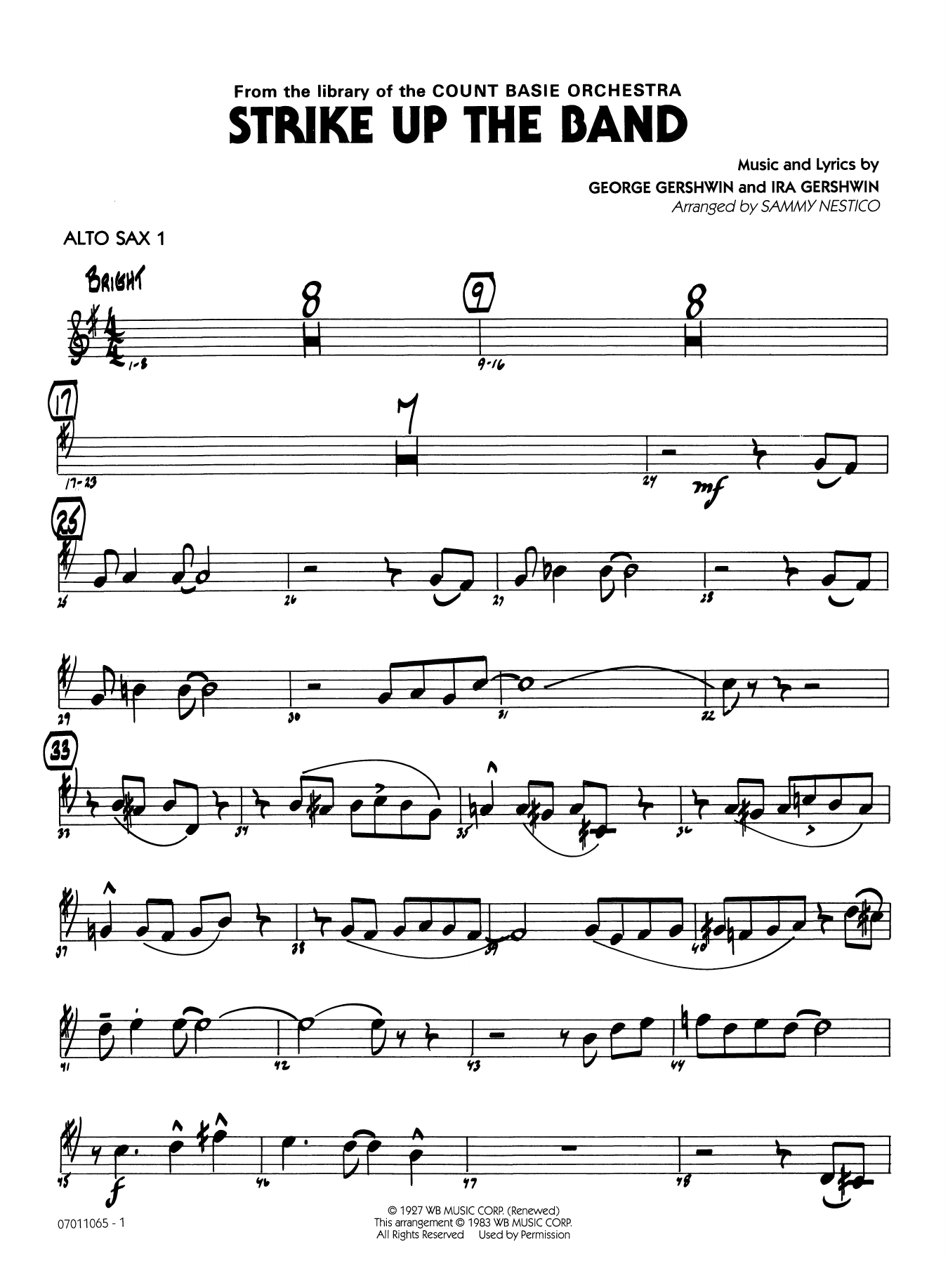Strike Up the Band (arr. Sammy Nestico) - Alto Sax 1