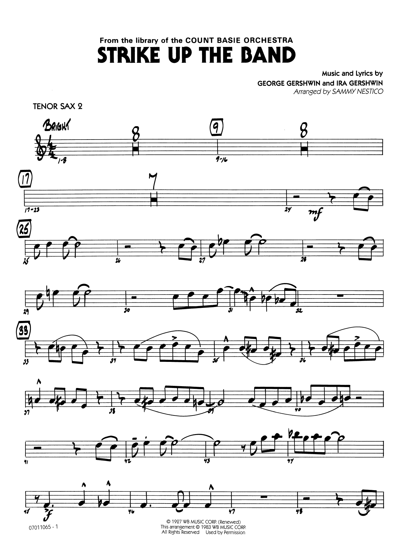 Strike Up the Band (arr. Sammy Nestico) - Tenor Sax 2