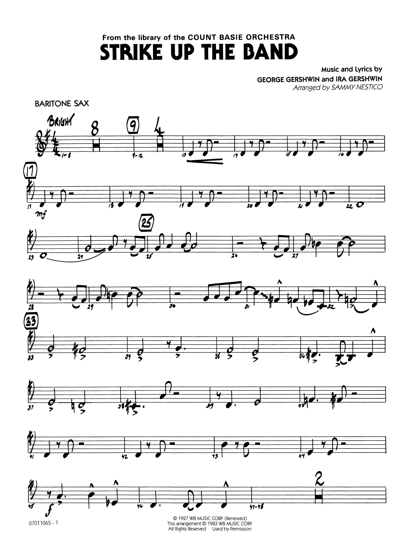 Strike Up the Band (arr. Sammy Nestico) - Baritone Sax