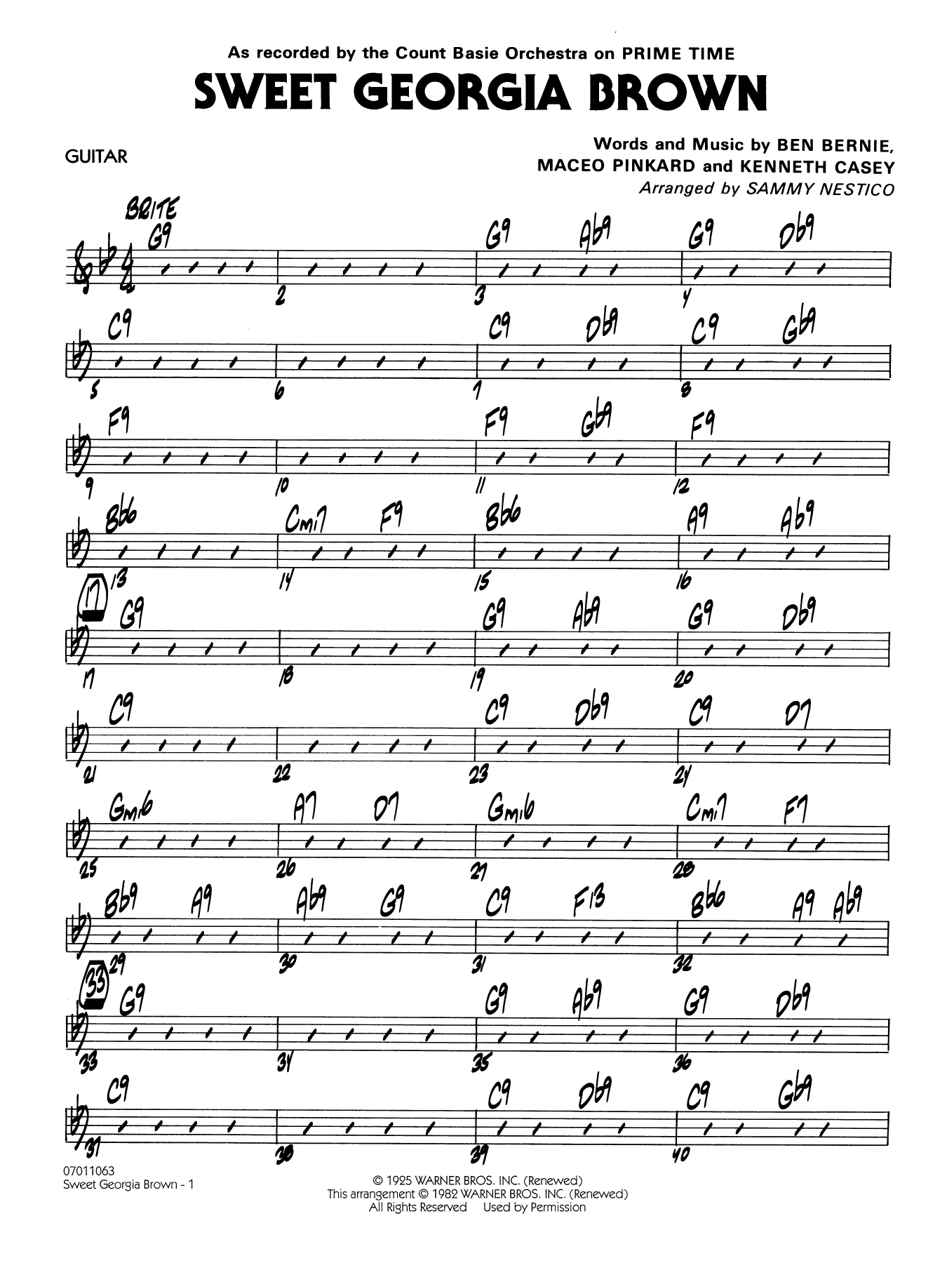 Sweet Georgia Brown (arr. Sammy Nestico) - Piano