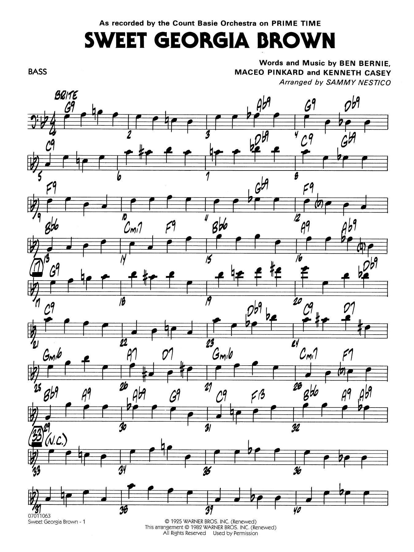 Sweet Georgia Brown (arr. Sammy Nestico) - Guitar