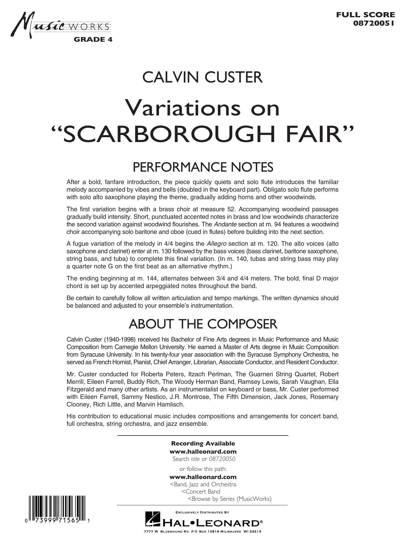 Variations On "Scarborough Fair" - Conductor