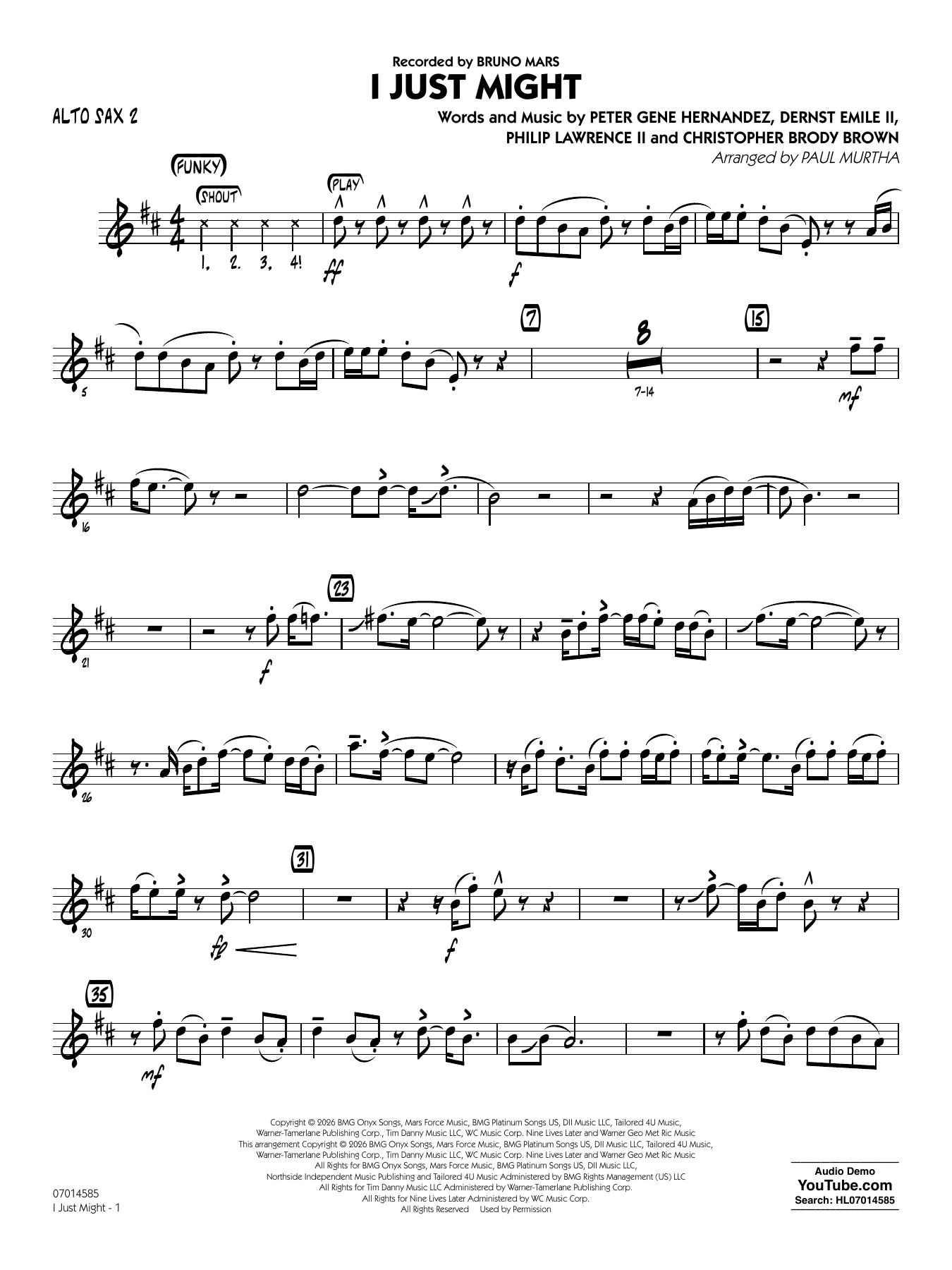 I Just Might (arr. Paul Murtha) - Alto Sax 2