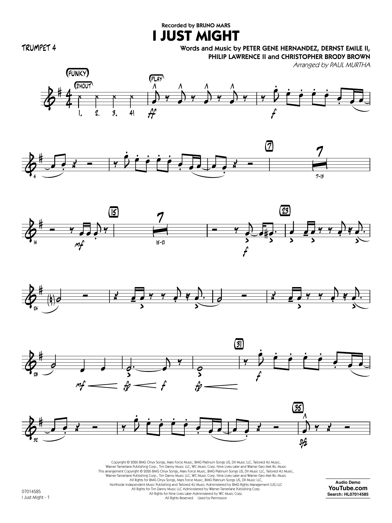 I Just Might (arr. Paul Murtha) - Trumpet 4