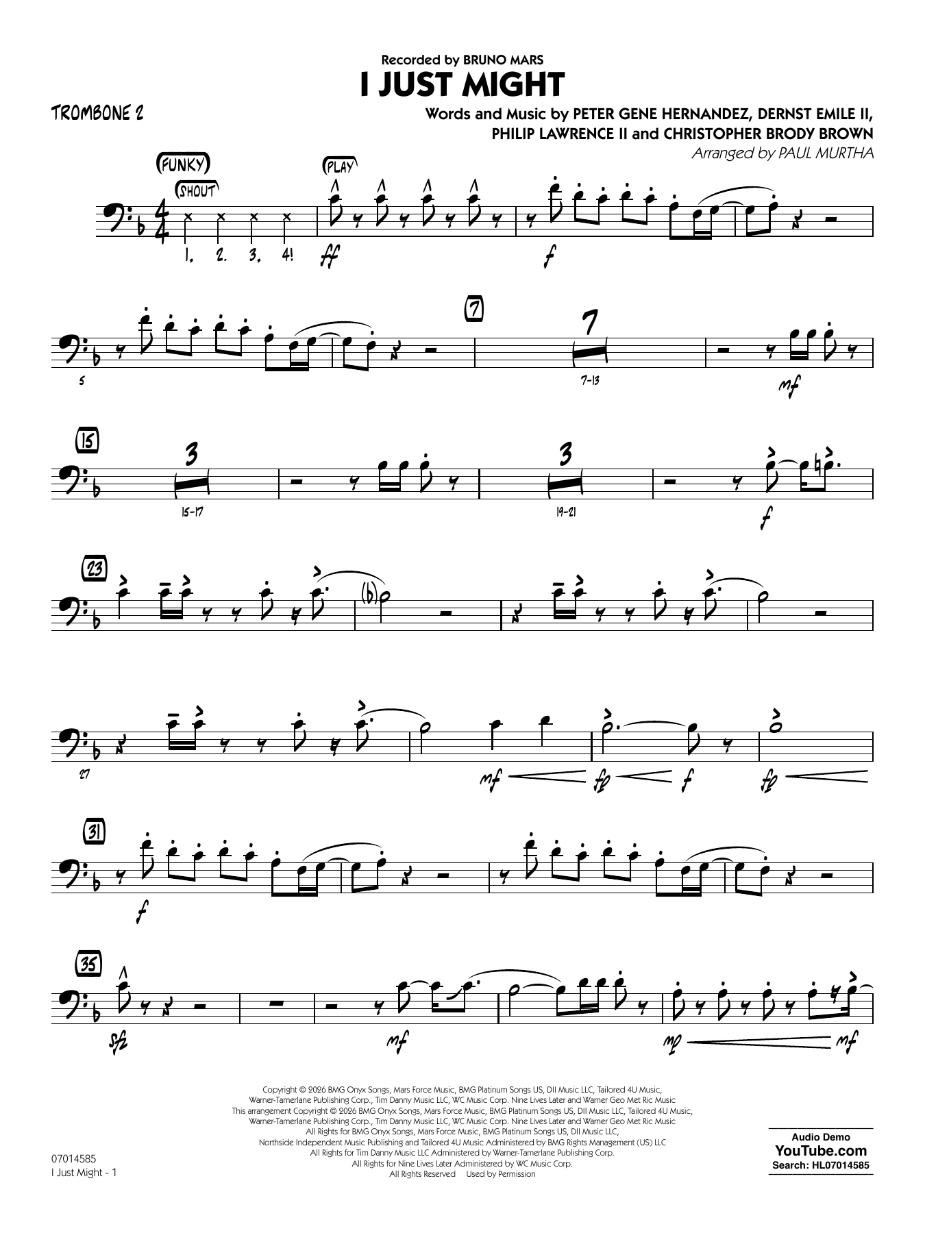 I Just Might (arr. Paul Murtha) - Trombone 2