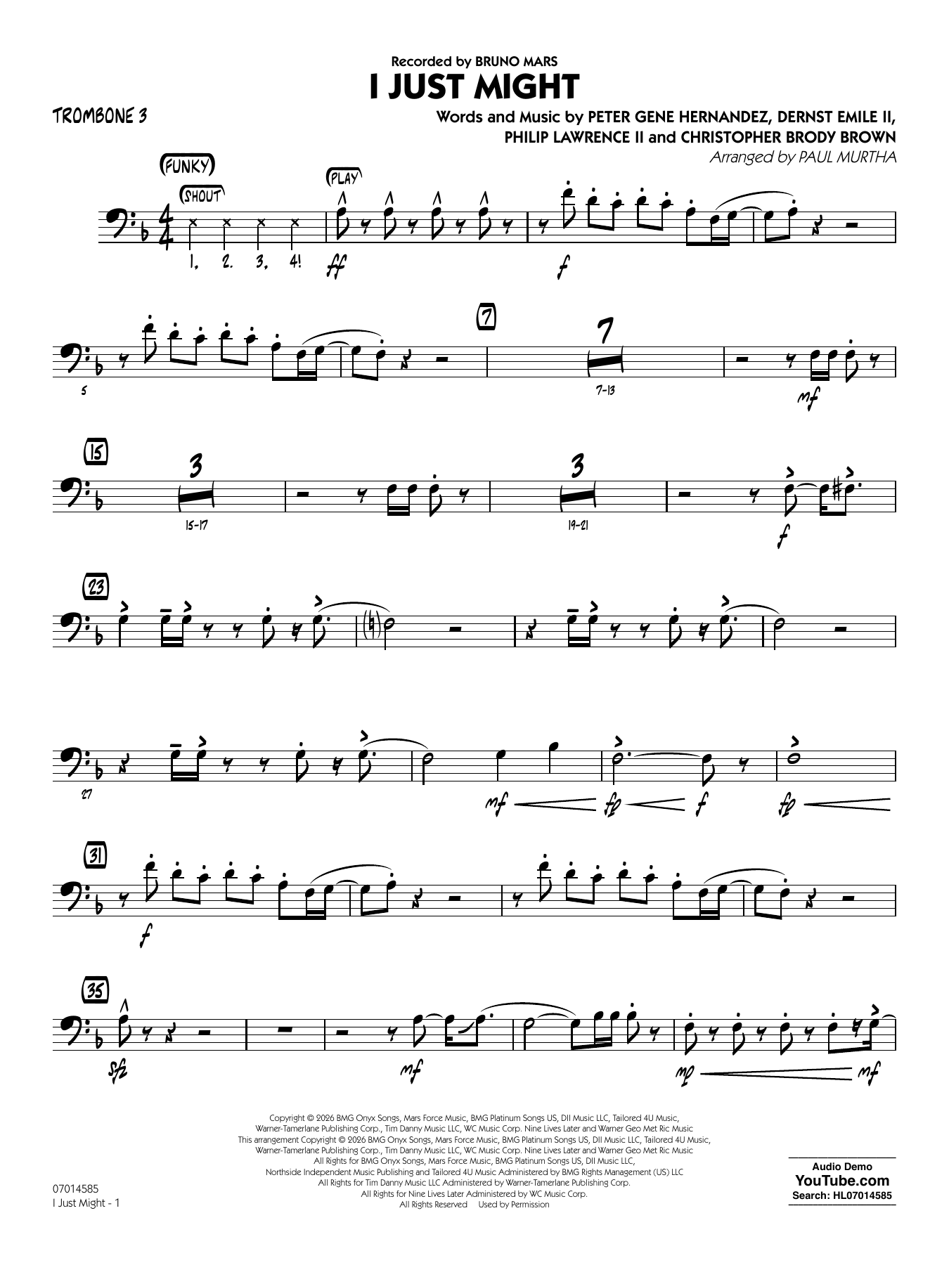 I Just Might (arr. Paul Murtha) - Trombone 3