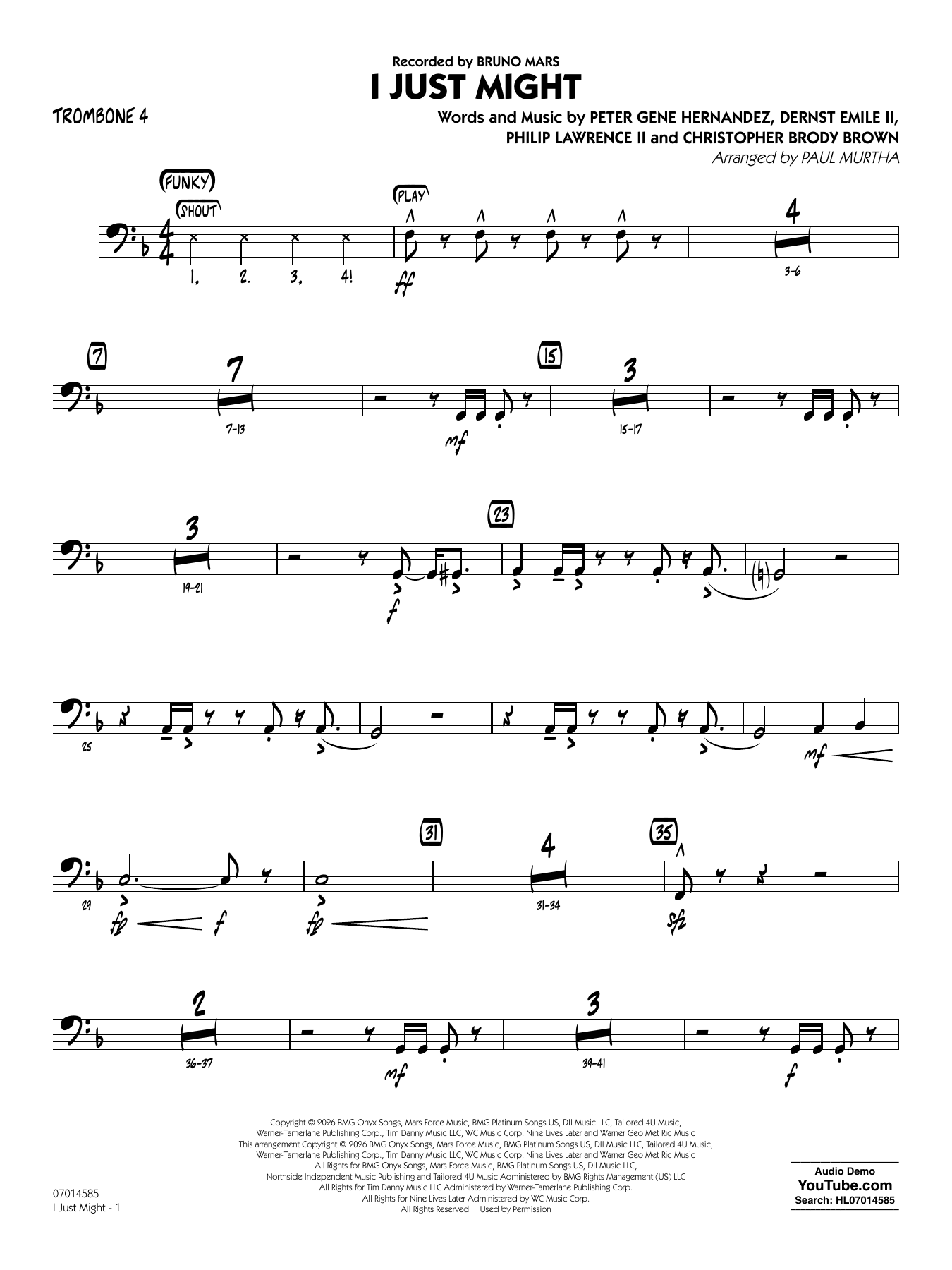 I Just Might (arr. Paul Murtha) - Trombone 4
