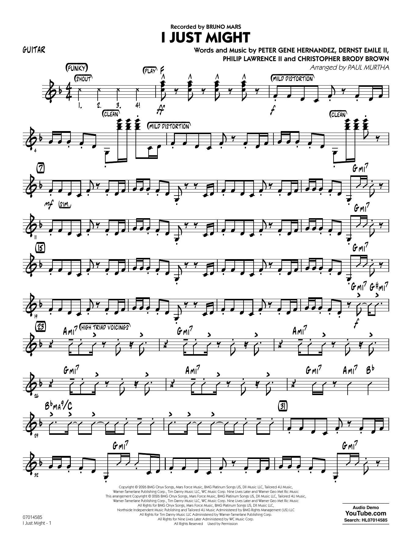 I Just Might (arr. Paul Murtha) - Guitar