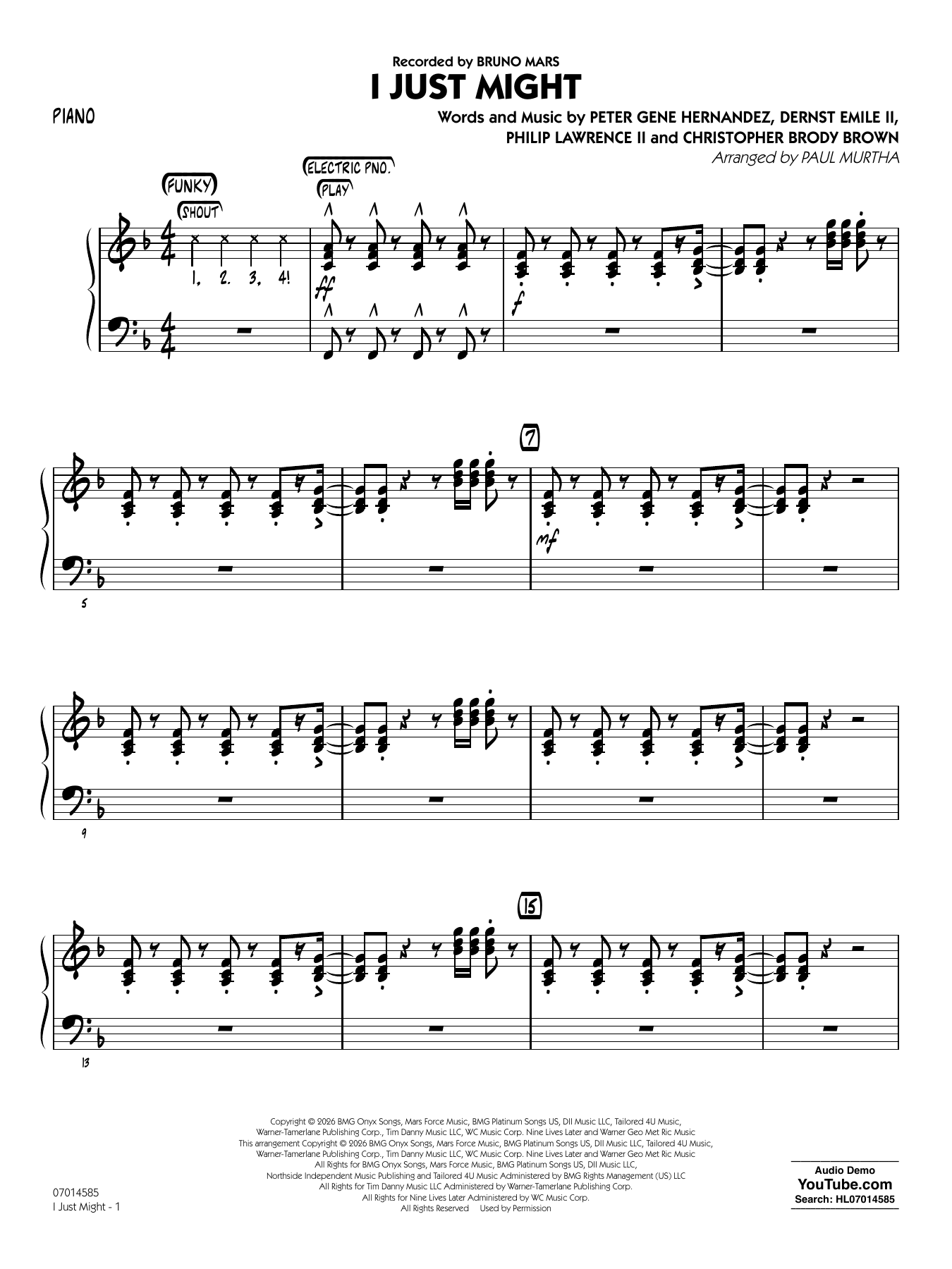 I Just Might (arr. Paul Murtha) - Piano