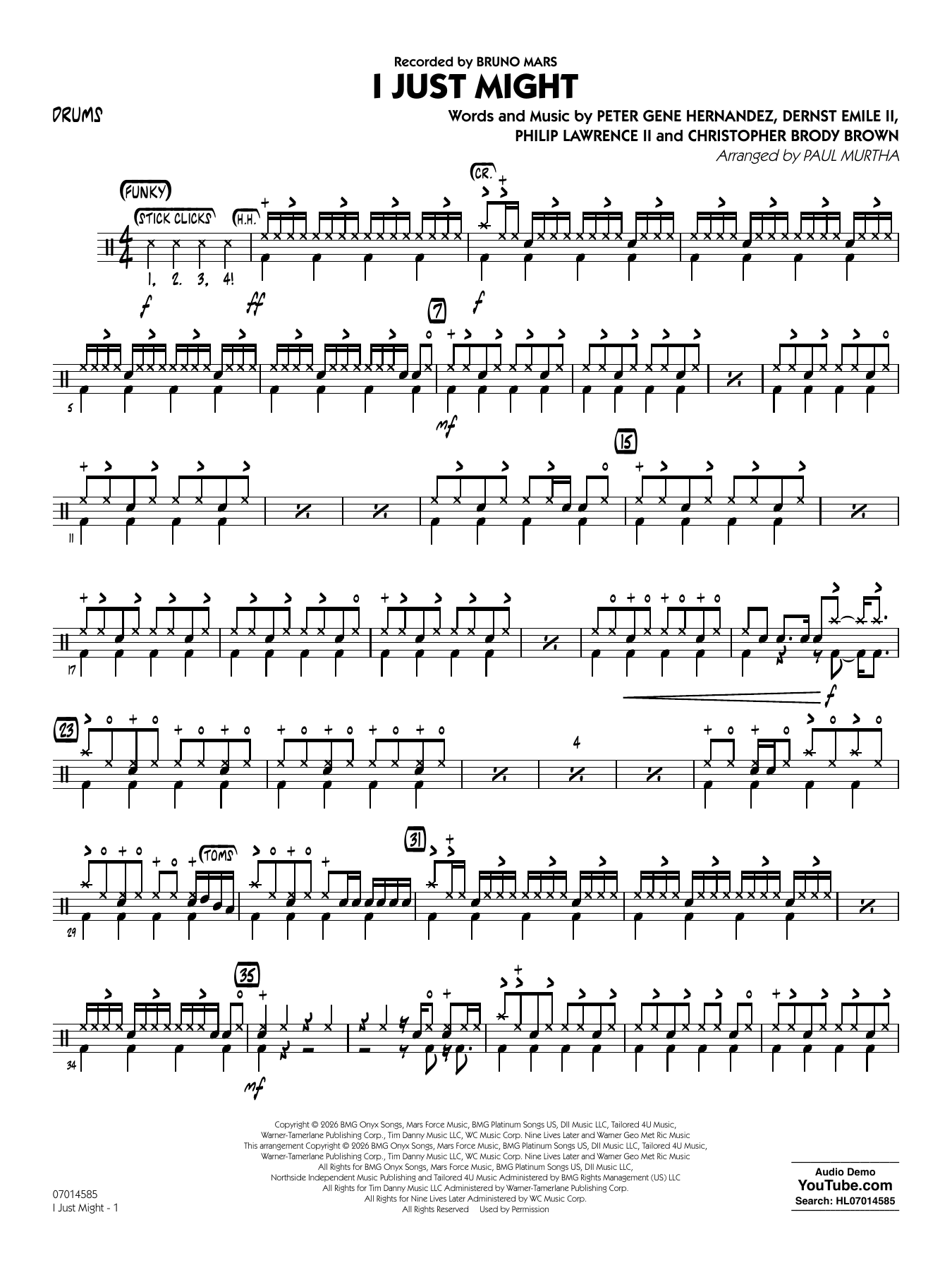 I Just Might (arr. Paul Murtha) - Drums