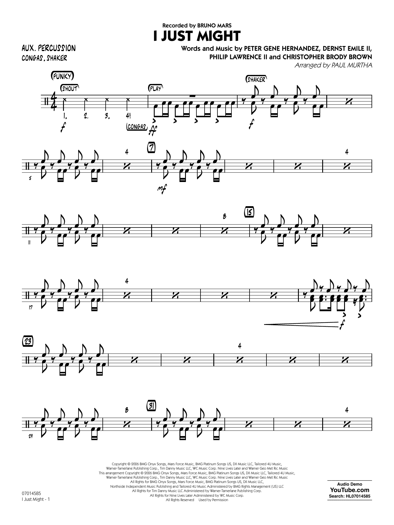 I Just Might (arr. Paul Murtha) - Aux Percussion
