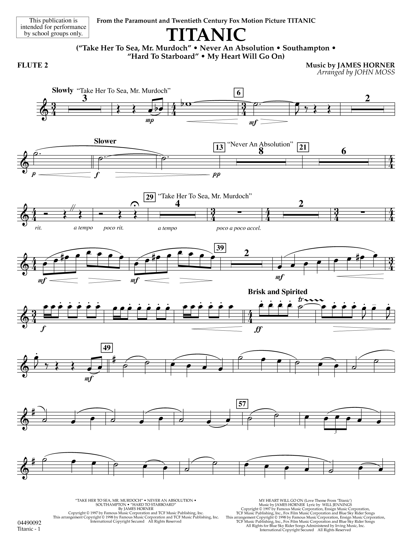 Titanic (arr. John Moss) - Flute 2