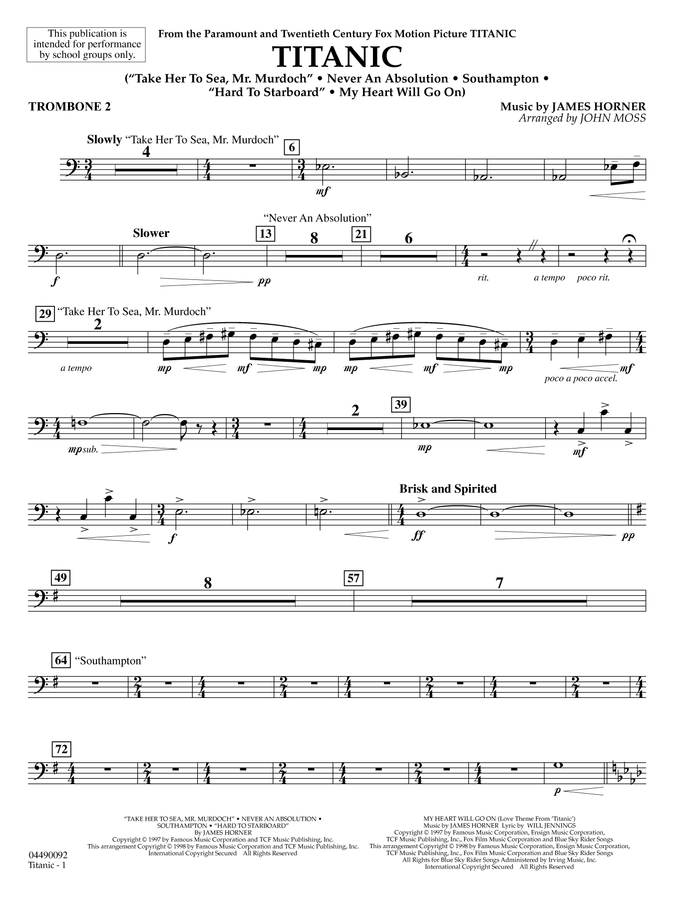 Titanic (arr. John Moss) - Trombone 2