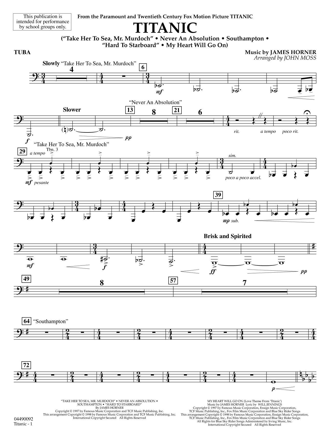 Titanic (arr. John Moss) - Tuba
