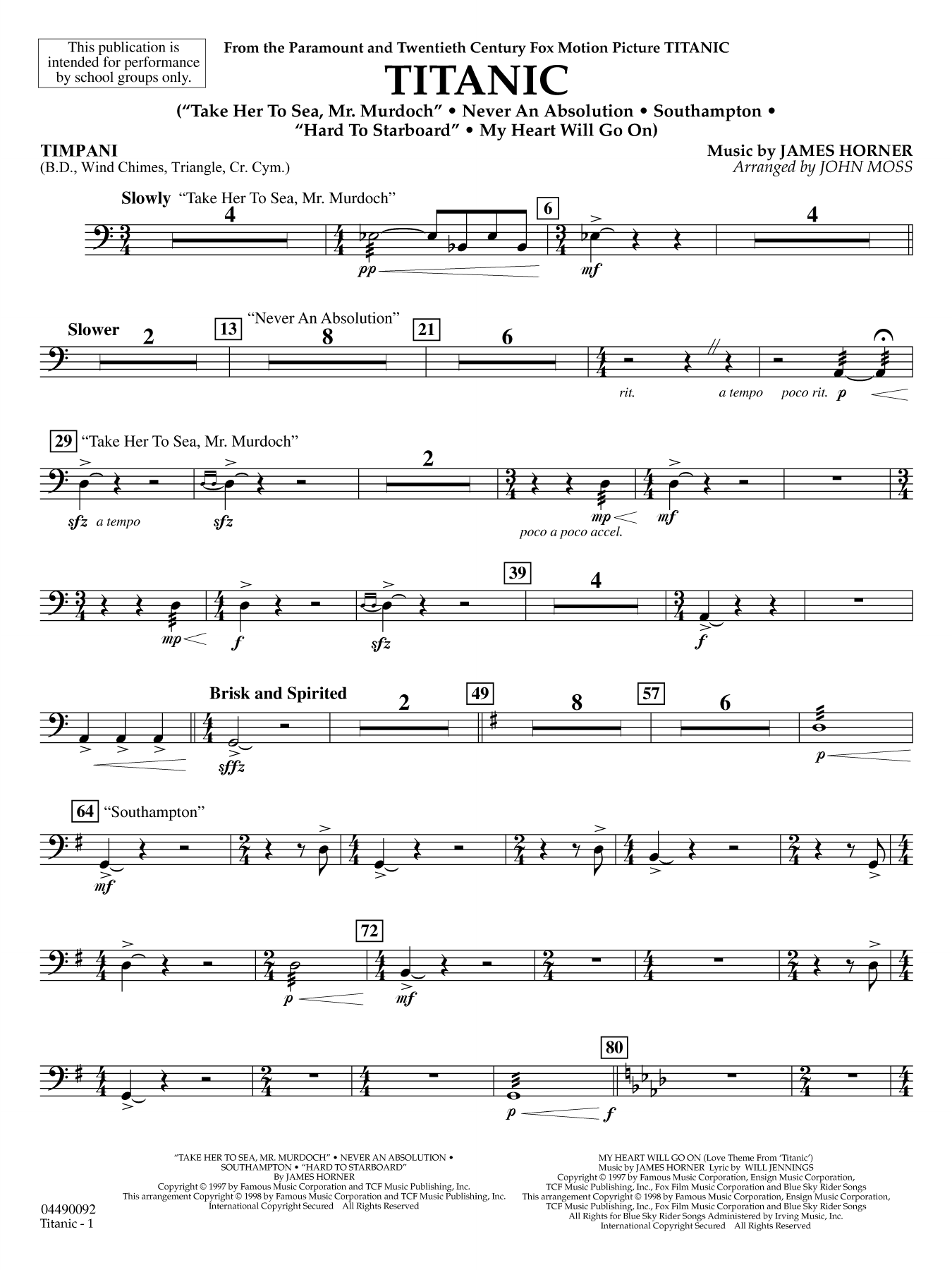 Titanic (arr. John Moss) - Timpani