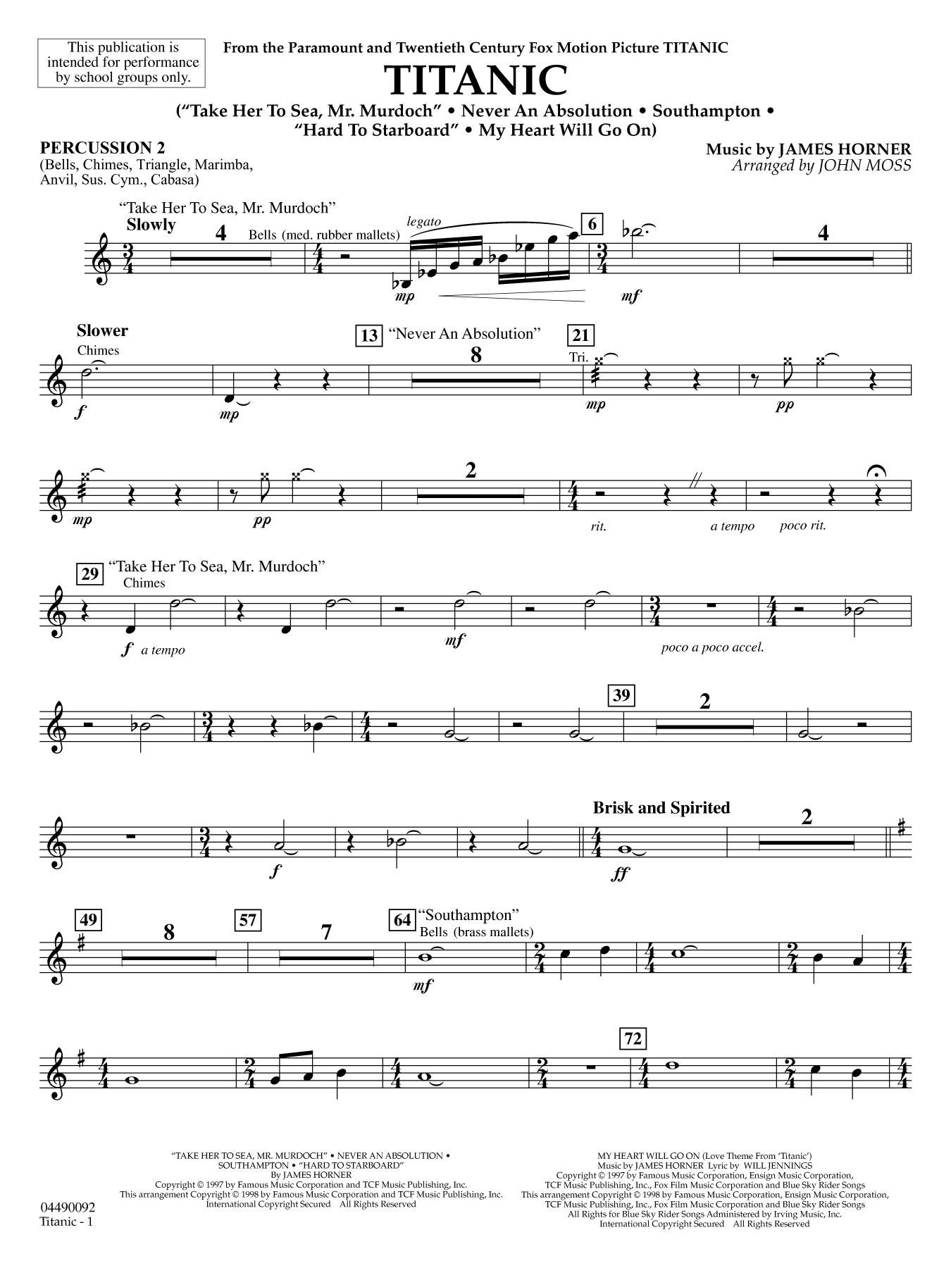 Titanic (arr. John Moss) - Percussion 2