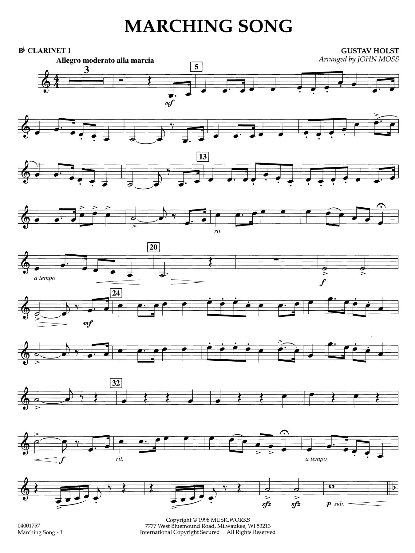 Marching Song - Bb Clarinet 1