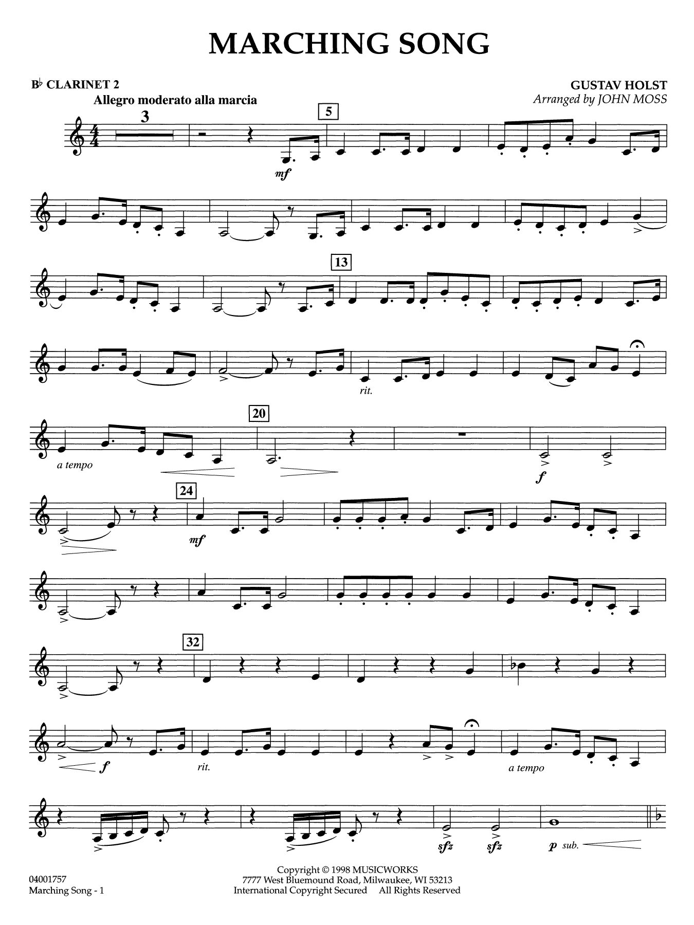 Marching Song - Bb Clarinet 2