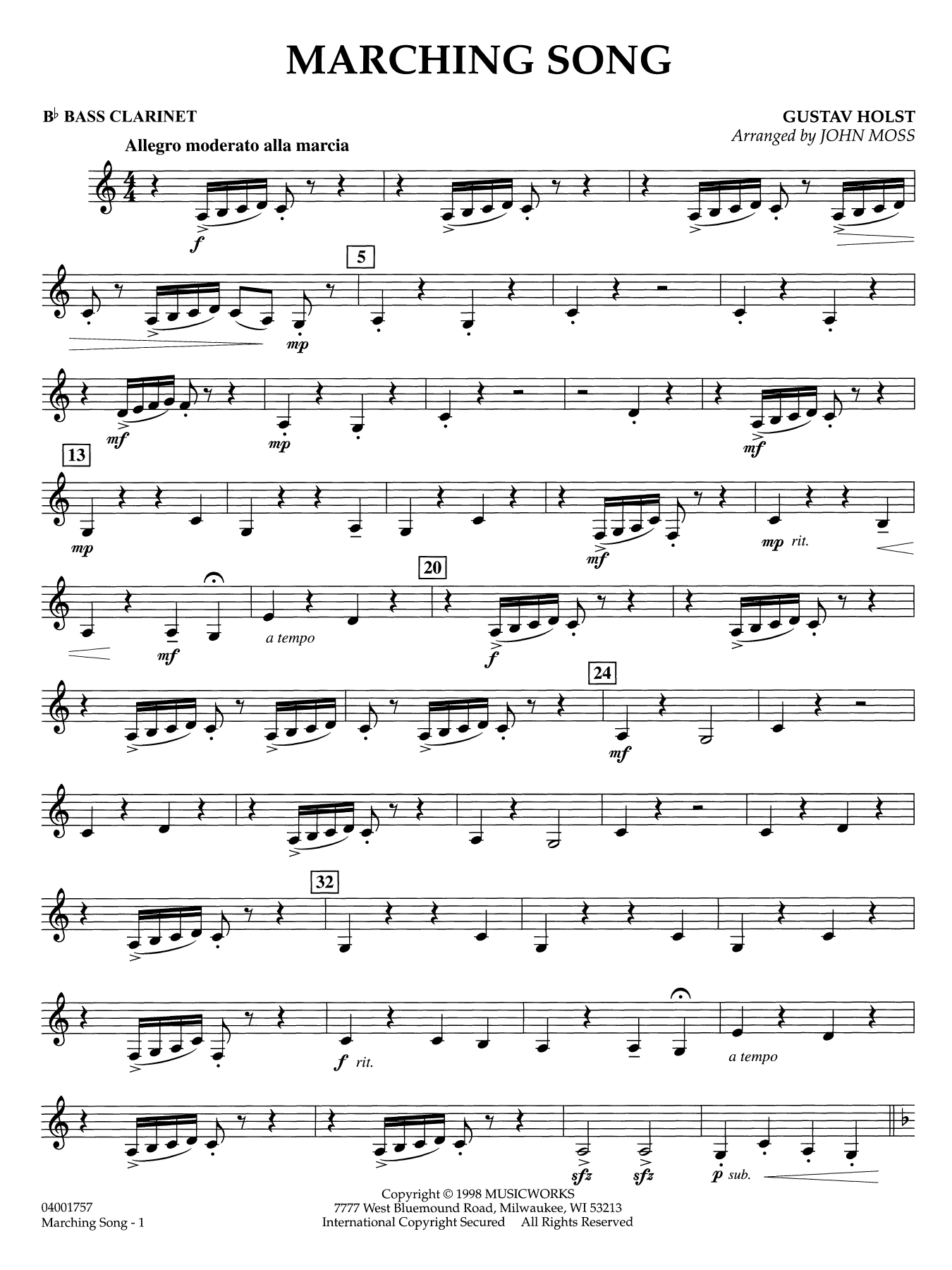 Marching Song - Bb Bass Clarinet