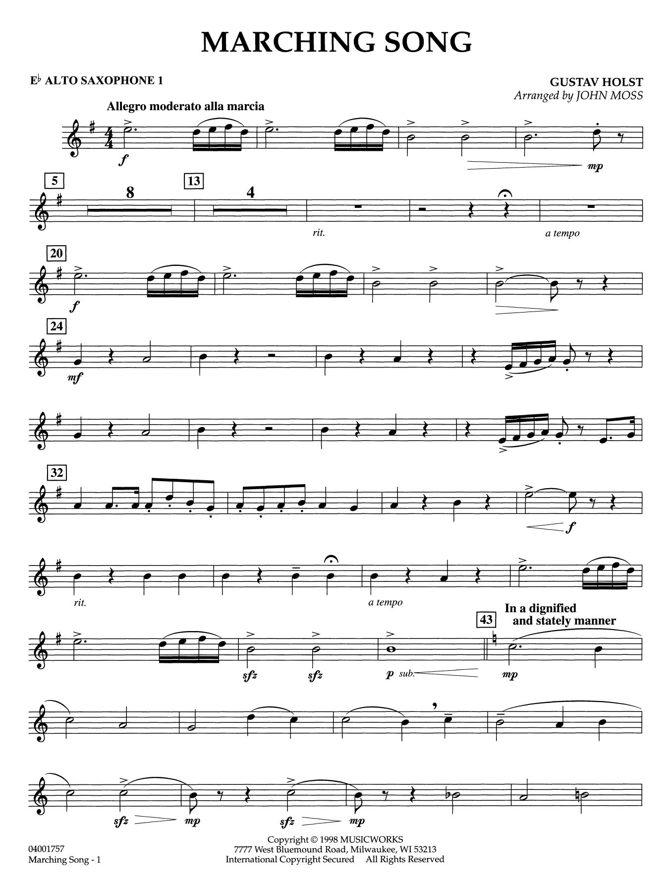 Marching Song - Eb Alto Saxophone 1